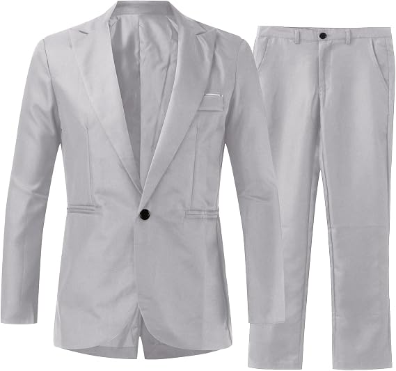 Men Suits 2 Piece Set Slim Fit Loose Fit Casual One Button Wedding Prom Suit Separates Blazer Jacket Pants Set