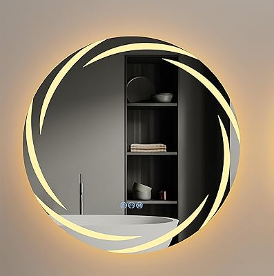 LUVODI Lighted LED Bathroom Mirror: 24 Circle Lighted Dimmable Wall Mounted Vanity Mirror with Bright Backlit - Smart Mirror Anti Fog with Touch Switch for Restroom Bedroom Living Room