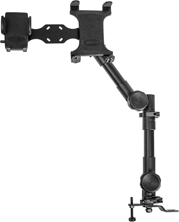 Tackform Phone and Tablet Combo Mount for Trucks 20-24" Telescoping Seat Rail and Floor Bolt Mount - Compatible with iPad, Galaxy, and More