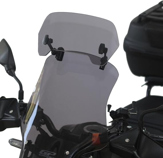 GP Kompozit Motorcycle Windshield Extension Adjustable Clips Windscreen Wind Air Spoiler Deflector Smoked