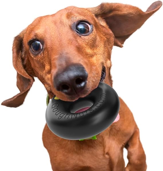 Goughnuts Dog Toys for Aggressive Chewers | Virtually Indestructible Dog Toys for Small Breeds Such as Pit Bulls | Heavy Duty Dog Toy | Black