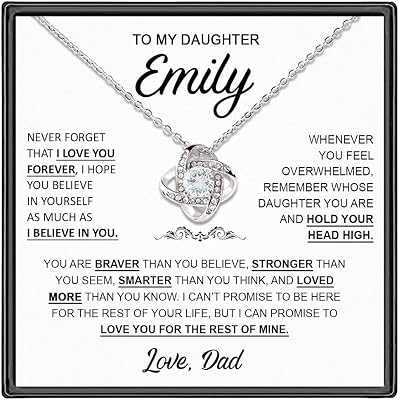 To My Daughter Gifts, To My Daughter Necklace From Dad, Birthday Gift For Daughter From Dad, Custom Name, Personalized Gift for Daughter, Dad Daughter Gifts With Stunning Box & Sentimental Quotes