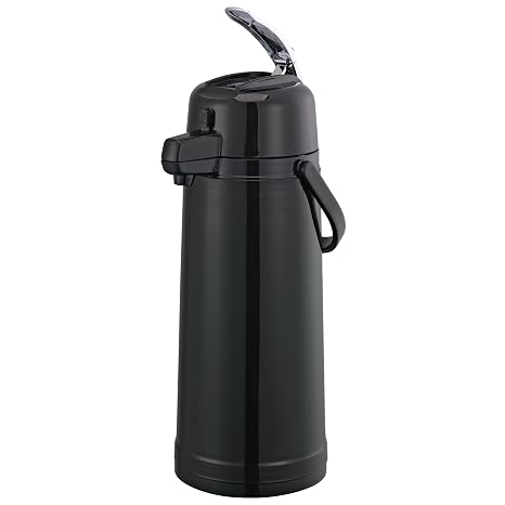 Service Ideas Eco-Air Airpot with Lever, 74.4oz Glass Vacuum Insulated | ECAL22PBLK Coffee Dispenser 2.2 Liter in Shiny Black