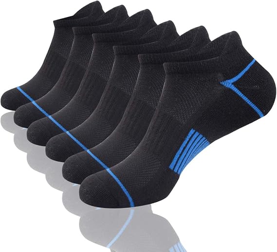JOYNEE Mens Athletic Low Cut Ankle Tab Socks 6 Pack Cushioned Breathable for Running