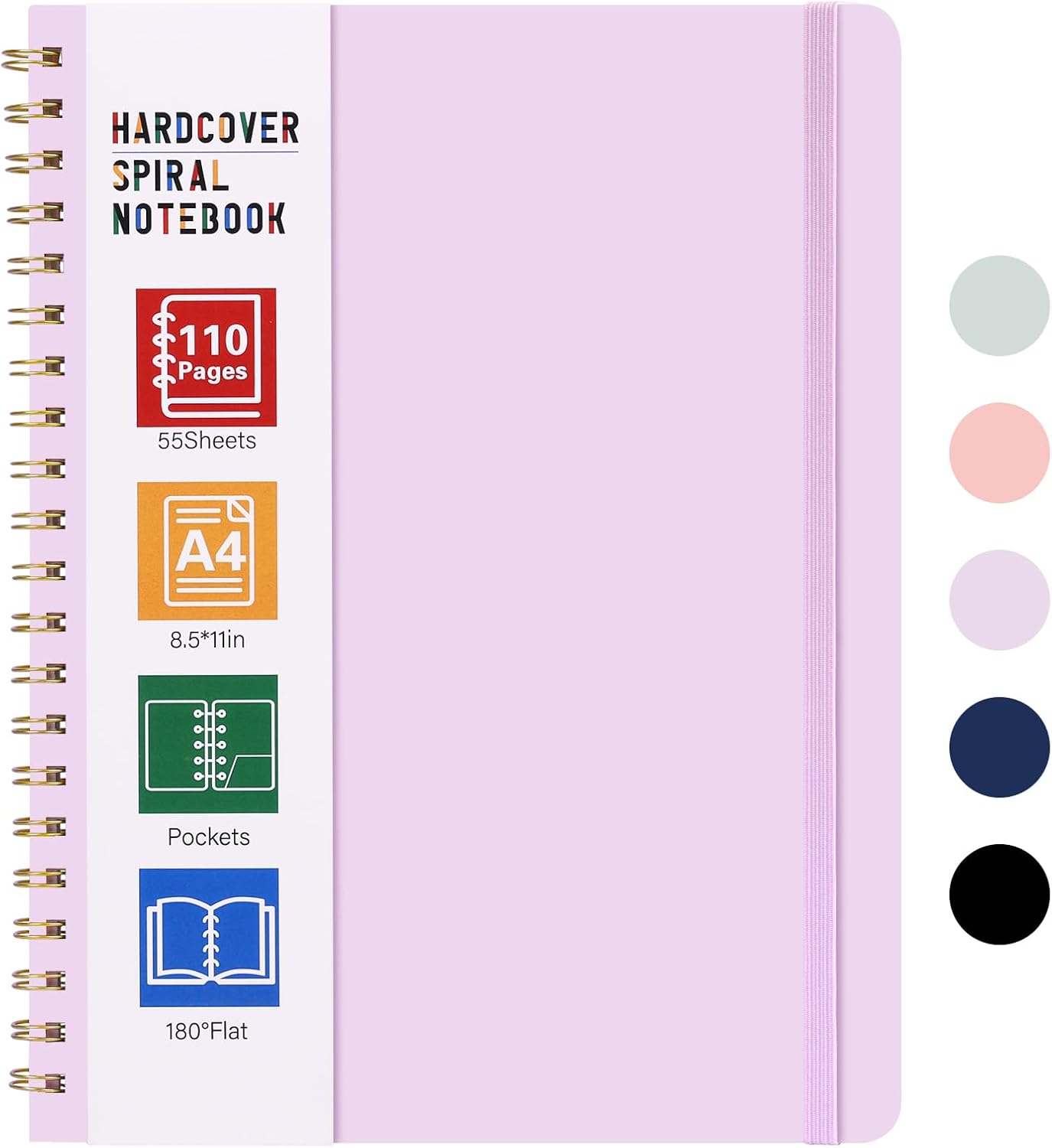 LABUK A4 Large Notebooks for Women Men, Spiral Notebook 8.5 x 11, 110 Pages College Ruled Hardcover Notebook for Work School Note Taking