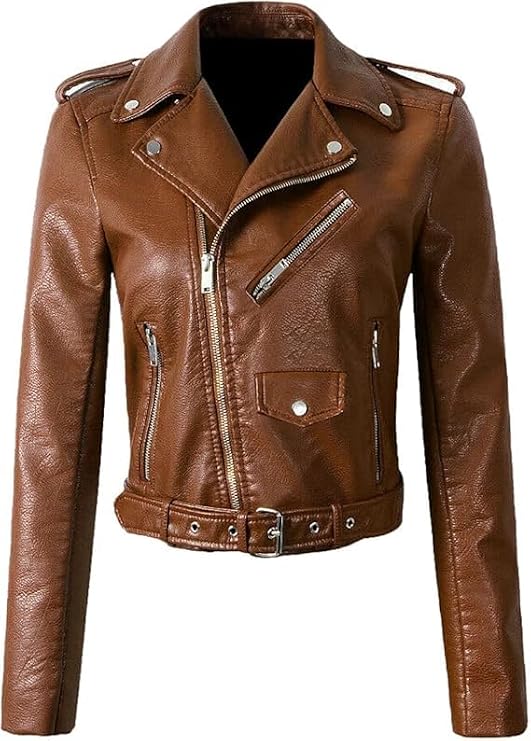 Women's Cafe Racer Motorcycle Faux Leather Jacket, Classic biker leather jacket, Women Brando Faux leather jacket