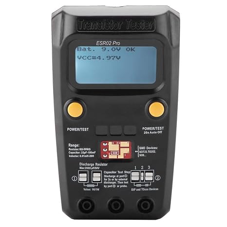 Digital Transistor Tester, Pro SMD Chip Component Meter Inductance Multimeter, LCD Display Digital Transistor Tester for Test Triodes Field Effect Transistors Diodes