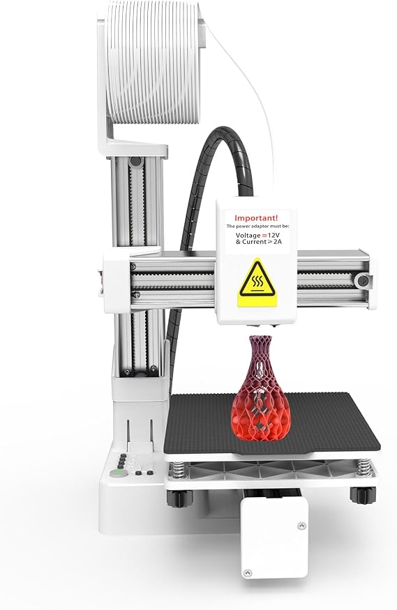 EasyThreed K10 Mini 3D Printer Portable Printing Machine for Beginners Household Education 100x100x100mm Size with Removable Platform One Key Printing Self Developed Softwar (White)