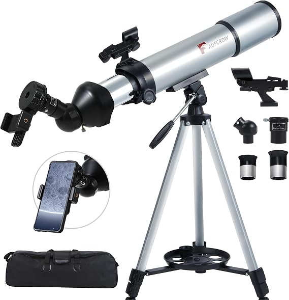 Telescope for Adults – 80mm Refractor Telescope with 600mm Focal Length, Tripod, Barlow Lens &amp; Phone Adapter High Powered Astronomical Telescopes for Beginners, Telescopio para Adults