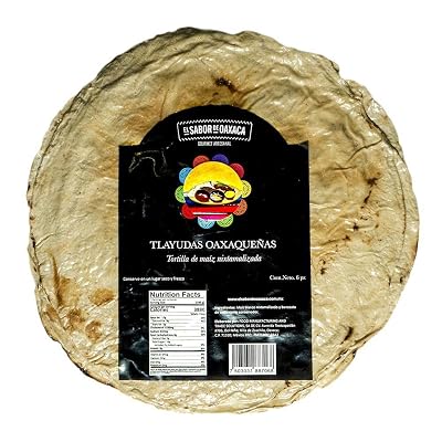 Tlayuda PREMIUM de maiz blanco white corn de El Sabor de Oaxaca, vacuum sealed, Gluten Free, 100% authentic from Oaxaca, Mexican Gourmet Artisan Product, 6 pz pack