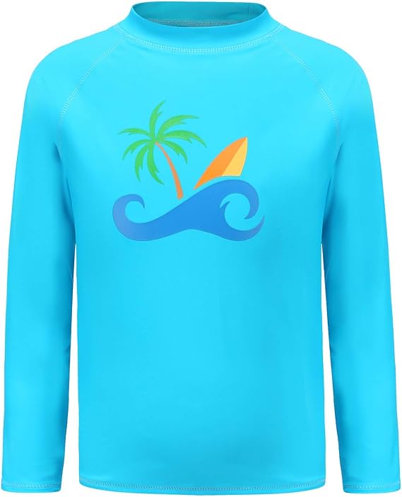 Boys Long Sleeve Rash Guard Shirts Kids UPF 50+/Sun Protection Swim Shirt Beach Sunsuits Swimwear