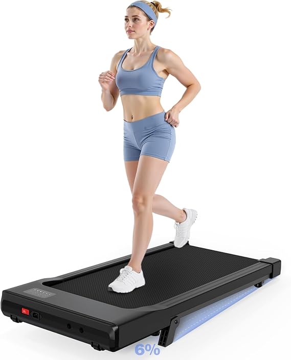 Walking Pad,6% Walking Pad with Incline,No-Assembly Walking pad Treadmill with APP and Remote Control,LED Display,2.5 HP Quiet Under Desk Treadmills,300 lbs Capacity