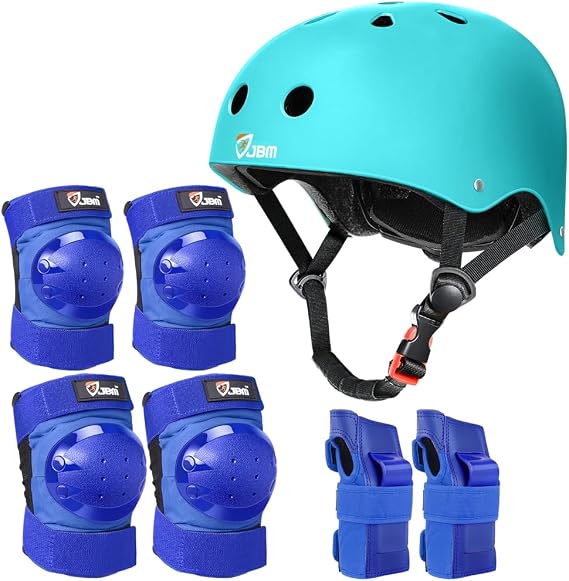JBM Skateboard Protective Gear Set Skate Helmet and Knee Pads Elbow Pads for Multi Sports Scooter, Skateboarding, Roller Skating, Protection for Beginner to Advanced