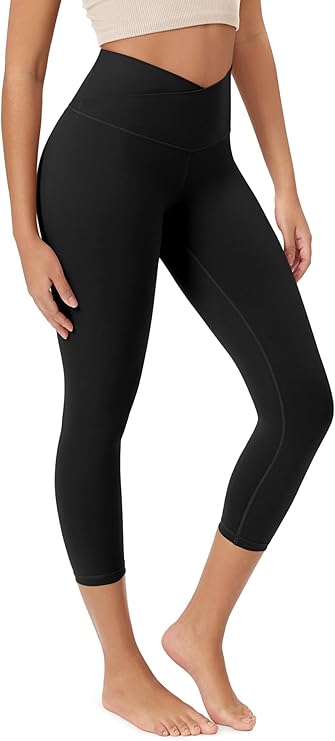 ODODOS Women's Crossover Leggings with Back Pocket, Buttery Soft V High Waist Lounge Yoga Pants, 23" / 25" / 28" Inseam