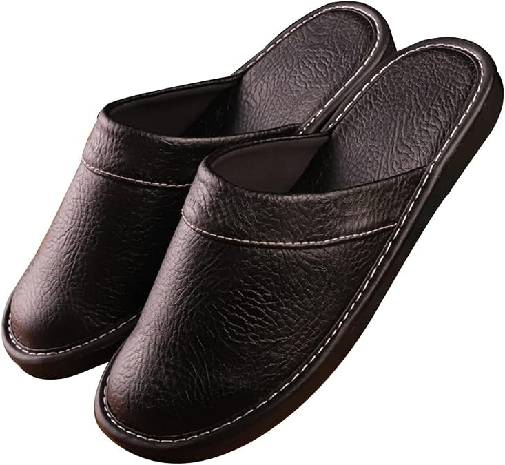 XUEMML Leather Slippers For Men Indoor Outdoor, Men's Urban Closed Toes Beach Sandals ,Couple's Home Indoor Breathable Non-slip Slippers Women