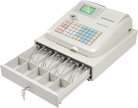 Electronic Cash Register, 48 Keys Electronic Square Cash Registers, 8 Digital LED Display POS System, with Coin Drawer Box, for Small Businesses, Retail, Restaurant, Supermarket
