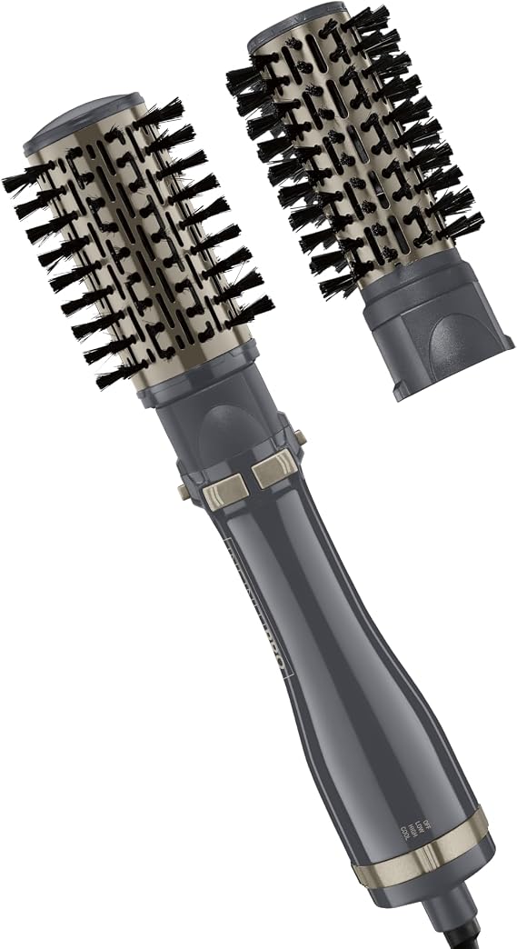 Conair InfinitiPRO Blow Dryer Brush Set, Rotating, 2" & 1" Brush Heads | Thermal brush with bidirectional spin, cool-touch barrel tips, and multiple heat settings for customizable styling
