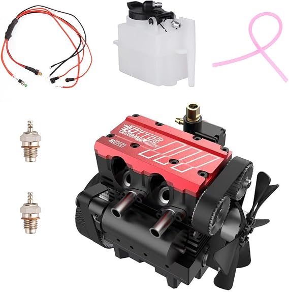 Engine Model Kit Adult ST-NF2 7cc Engine Kit L2 Mini Engine Assembly Kit Inline 2 Cylinder 4 Stroke Metal Engine Model Kit Air Cooled Engine Motor Model - DIY Version J32885II17BJ09U
