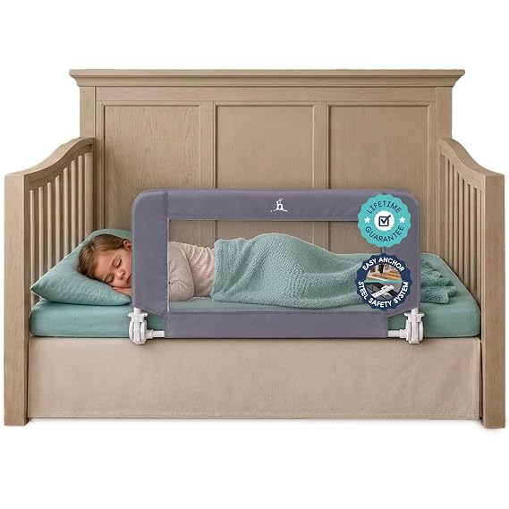 Hiccapop Convertible Crib Bed Rail for Toddlers, Crib Rail Guard with Reinforced Anchor Safety