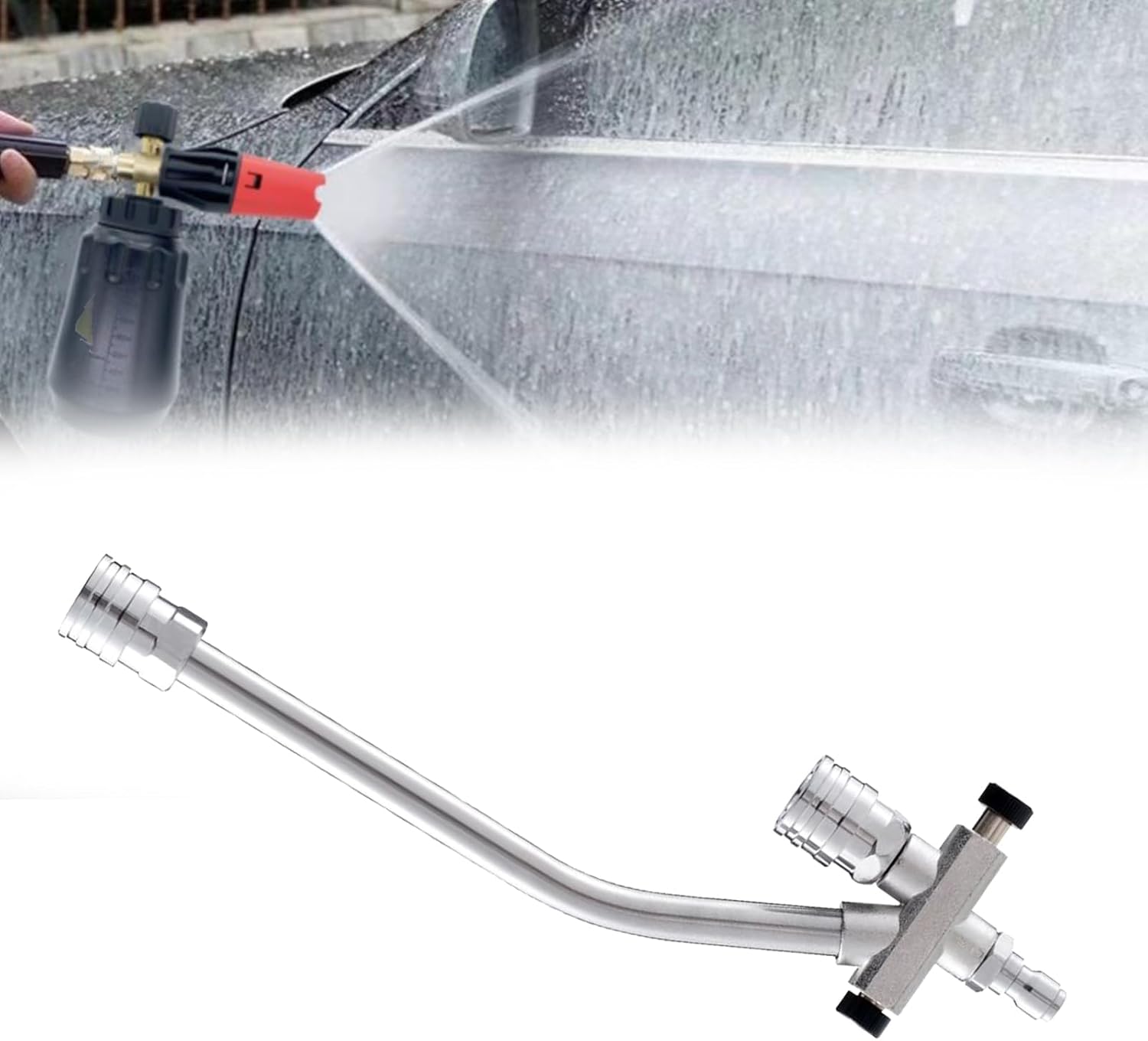 Munbuti Foam Cannon Adapter, Dual Connector Accessory, Pressure Washer Foam Cannon with Dual-Purpose Switch Spray