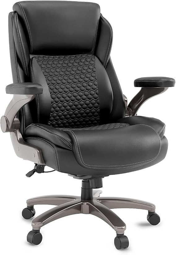 Staples Randolph Ergonomic Bonded Leather Executive Big & Tall Chair, 400 lb. Capacity, Black