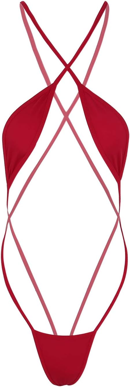 inlzdz Women Sexy One Piece G-String Sling Shot Bikini Swimwear Micro Mini Thong Swimsuit Weeny Teddy Bodysuit