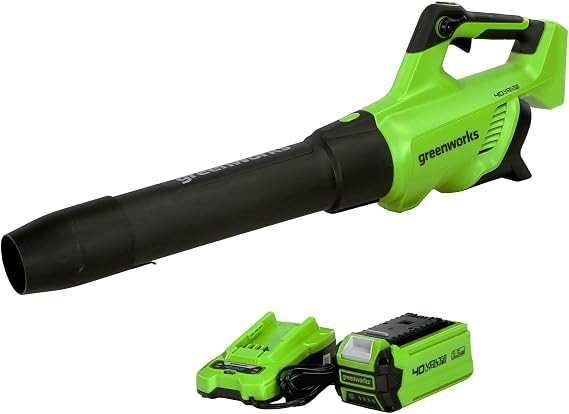 Greenworks 40V Cordless Leaf Blower, 500 CFM, 2.5 Ah Battery and Charger