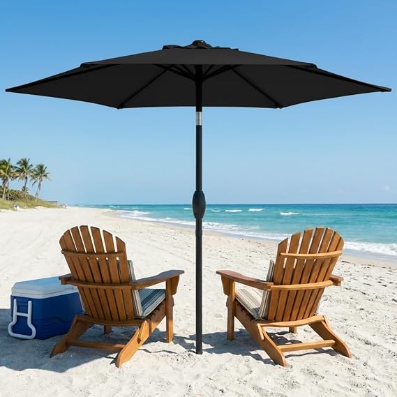 Wisteria Lane Outdoor Patio Umbrella, 7.5' Patio Umbrella, Market Umbrella, Large Outdoor Umbrella, Metal Pole Umbrella with Push Button Tilt and Crank, Polyester Canopy