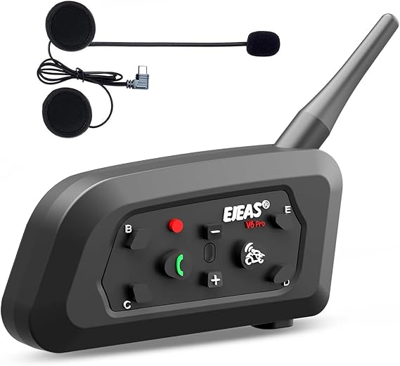 EJEAS V6 Pro+ Motorcycle Helmet Bluetooth 5.1 Intercom Headset, V6 Pro Upgraded Version, Equipped with Type-C Interface(1 Pack)