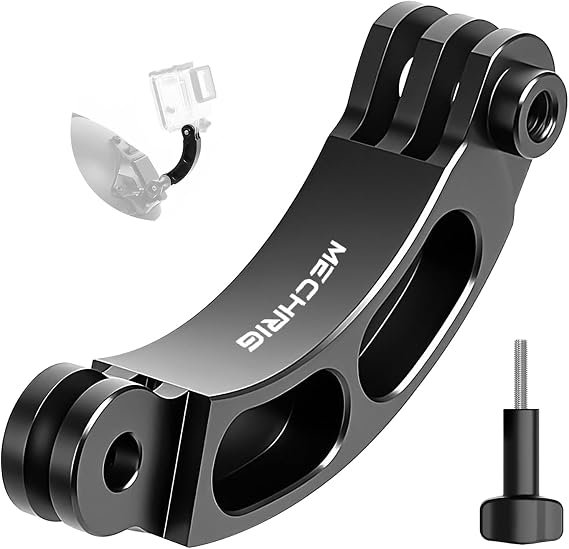 Aluminum Curved Extension Arm (3-inch) for Helmet & Pole Mounts, Metal Stick for GoPro Hero 13/12/11/10/9 Session, Akaso Campark & Other Action Cameras- YD050