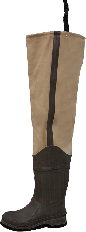 FROGG TOGGS Bull Frogg 3-ply PVC Canvas Waterproof Fishing Bootfoot Hip Wader for Fishing, Cleated or Felt