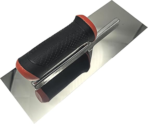 Stainless Steel Flat Finishing Trowel, 11 x 4 inch Professional Masonry Trowel with Soft Rubber Handle, Drywall Concrete Plastering Trowel for Drywall, Plastering, Wallboard