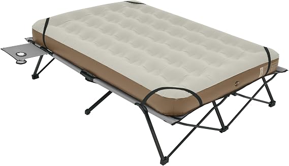 Naturehike Queen-Sized Airbed Cot Combo, Folding 2 Person Camping Cot with Air Mattress, Side Table and Wheeled Carry Bag, Camping Bed for Outdoor Camp Guests (Pump Not Included)