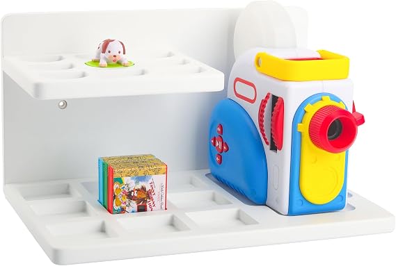 Taladad Wall Shelf Compatible with Little Tikes for Story Dream Machine Books Starter Set, for Little Tikes for Storytime Audio Play Real for Littles Character Storage Floating Shelves Blue White