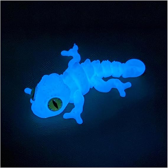3d Animals 3d Printed Fidget Animals Chameleon 9cm/3.5in for Stress Relief Home Office Decompression Decor Executive Desk Toys-Glow-in-the-Dark Blue