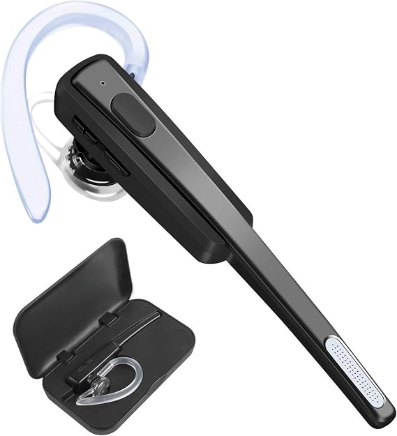 Bluetooth Headset, Wireless Business Earpiece V4.1 Lightweight Noisy Suppression Bluetooth Earphone with Microphone for Phone/Laptop/Car (Black+Case)
