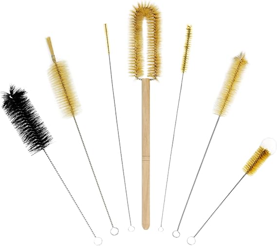 Utile 7 Pcs Lab Cleaning Brush Set, 7 Sizes for Different use, one Beaker Brush, one Buret Brush, one Cylinder Brush, Four Tube Brushes, 5500.9901.1.
