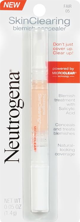 Neutrogena SkinClearing Blemish Concealer Face Makeup, Fair 05, .05 oz | Non-Comedogenic and Oil-Free Concealer Helps Cover, Treat & Prevent Breakouts