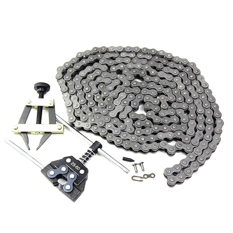 FDJ Minibike Chain 41 Roller Chain 10 Feet with Connecting Link and Chain Detacher Tool Kit
