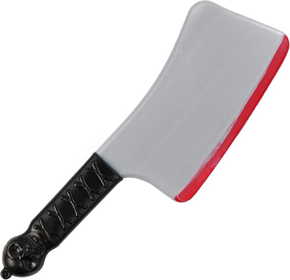 Skeleteen Bloody Butcher Knife Costume- Fake Cleaver Weapon Meat Cleaver with Blood and Jolly Roger Handle