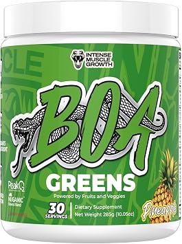 BOA Greens Powder - Organic Superfood Supplement with Fruits and Veggie Blend, Antioxidant, Mushroom Blends - Supports Digestive Health, Gluten Free Non-GMO Vegan (Pineapple - 180g)