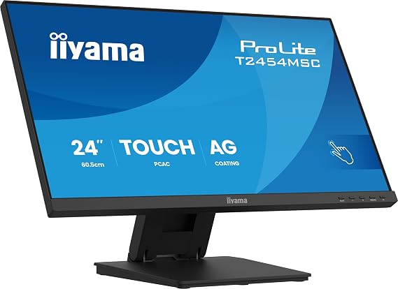 iiyama Prolite T2454MSC-B3AG 60.5 cm 23.8 Inch IPS LED Computer Monitor Full HD 10 Point Multitouch InCell PCAP HDMI DP USB 3.2 Anti-Glare Coating Height Adjustment Black