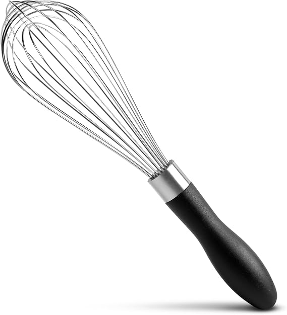 Anyongora 10 Inch Whisk, Sturdy Stainless Steel Wire Whisk, Non-Slip Grip | Dishwasher safe & rust resistant kitchen tool for cooking, blending, whisking & mixing batter