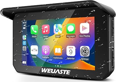 Upgrade 5 Inch Motorcycle Carplay GPS Navigation,Wireless CarPlay & Android Auto,IPS Waterproof Touchscreen, Motorbike GPS, Bluetooth, Support Siri & Google Assistant