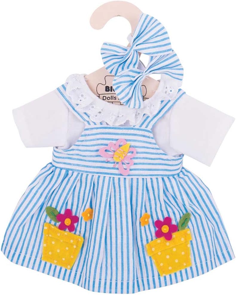 Bigjigs Toys Blue Striped Dress for Size Medium Doll - for BIGJIGS TOYS Dolls ONLY