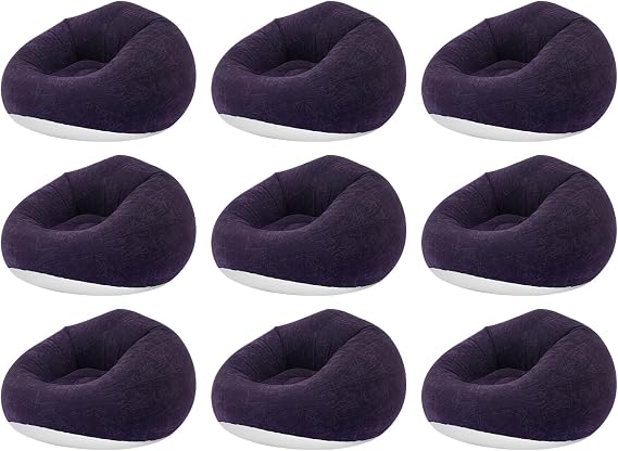 9 Pcs Inflatable Bean Bag Chairs, Inflatable Lazy Sofa for Adults with Foot Air Pump, Blow up Camping Chairs Folding Portable Bean Bag Couch for Outdoor Movie Night (Blue)
