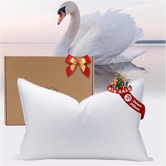 White Goose Down Pillow Luxury Hotel Bed Pillow with 100% 900+ Fill Power, Goose Feather Pillow for Sleeping, 600 Thread Count Cotton Shell, King Size- Medium, 1 Pack