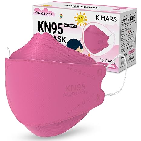 Kids KN95 Face Masks for Children 50 Pack, Breathable Comfortable and Disposable KN95 Mask, Pink