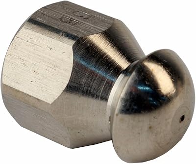 Stainless Steel Button Nose 14 in. Female 6.5 Orifice Laser Fixed Sewer Jetter Nozzle 5000 PSI