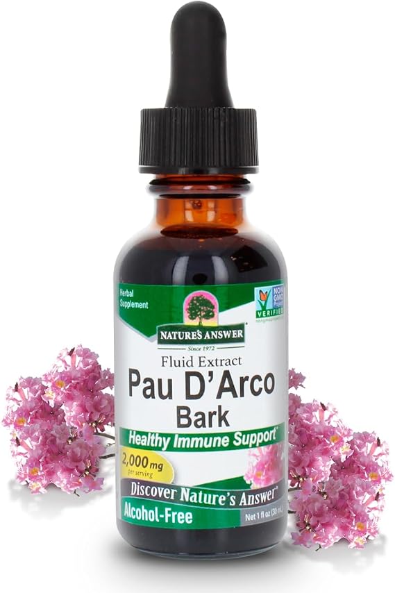 Nature's Answer PAU D'Arco Inner Bark | Supports Immune System | Helps Maintain Intestinal Flora | Alcohol-Free, Gluten-Free, Kosher Certified & No Preservatives 1oz Extract | Single Count